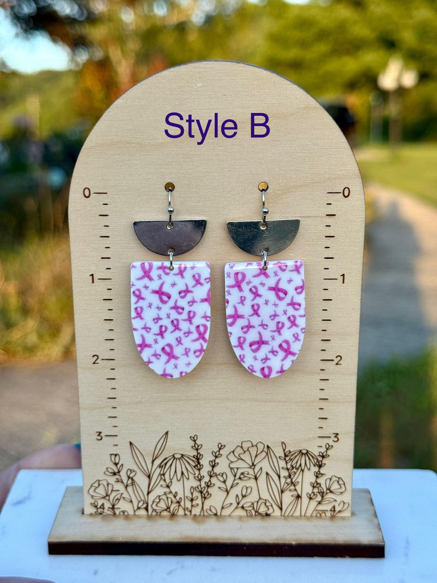 Breast Cancer Awareness Long Dangle