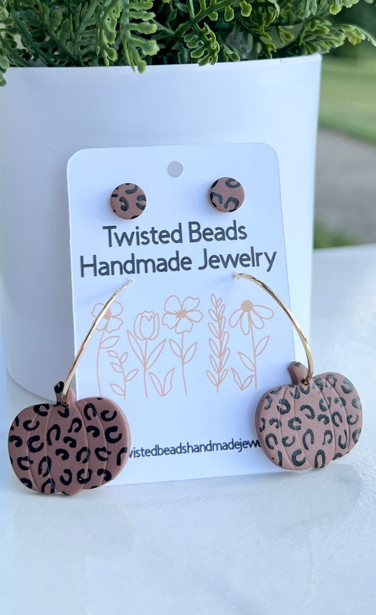 Leopard Pumpkin Hoop with Stud Set