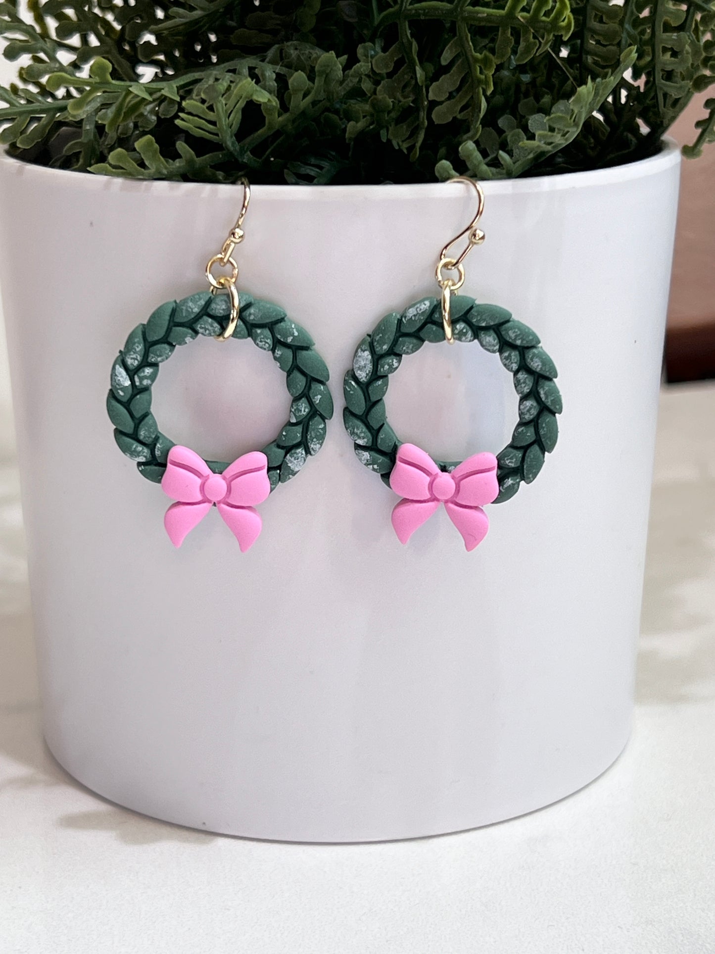 Christmas Wreath with Bow Earrings