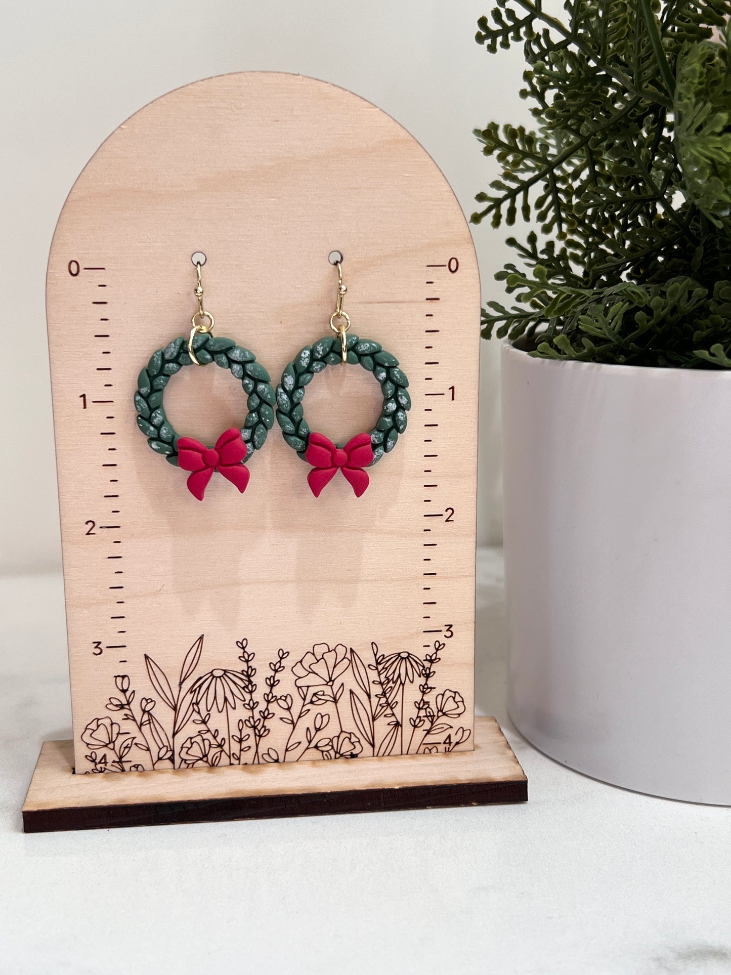 Christmas Wreath with Bow Earrings