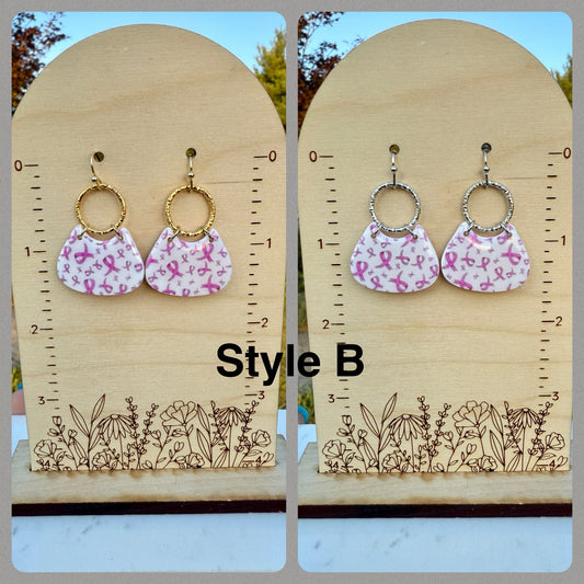 Breast Cancer Awareness Satchel Earrings