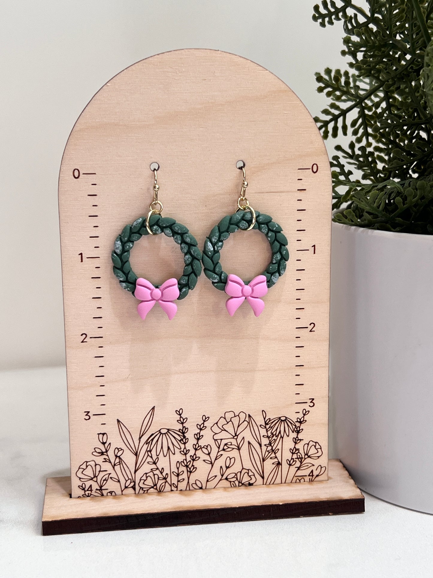 Christmas Wreath with Bow Earrings