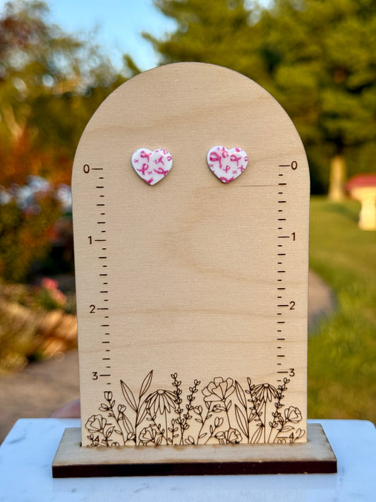 Breast Cancer Awareness Heart Studs