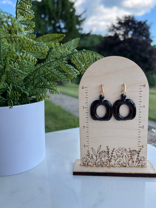 Black Pumpkin Clay Earrings