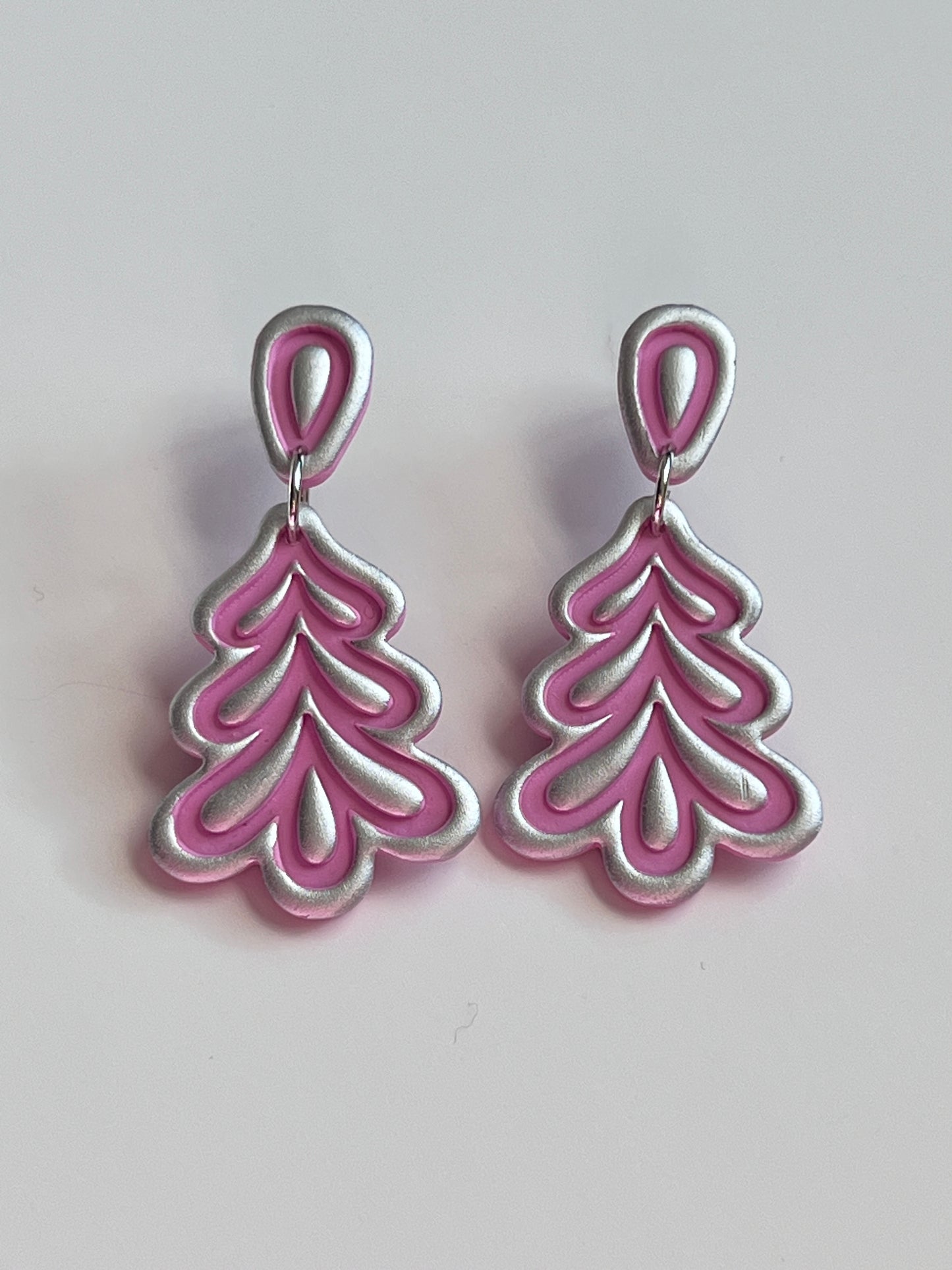 Bubblegum Pink Christmas Tree Earrings