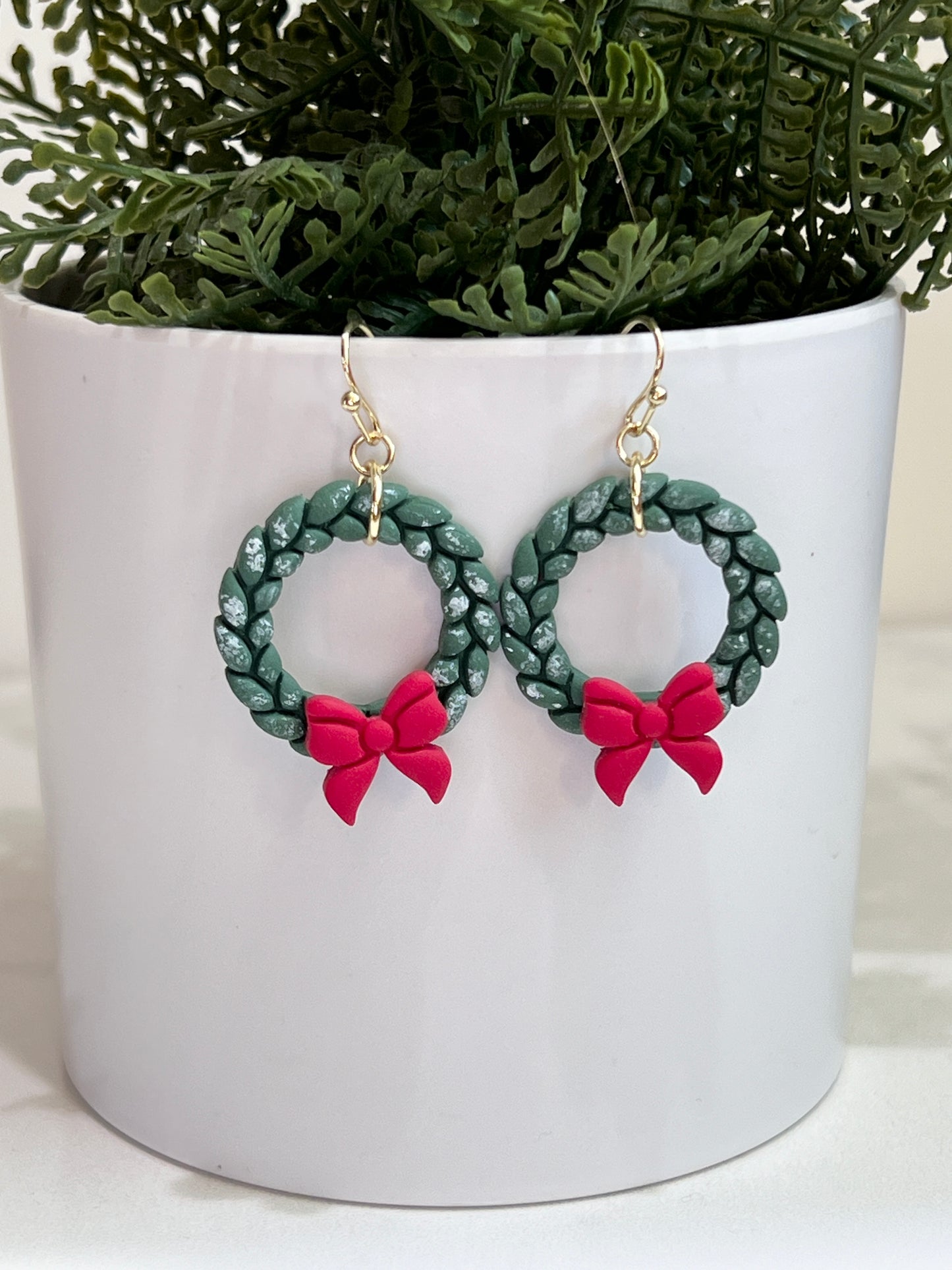 Christmas Wreath with Bow Earrings