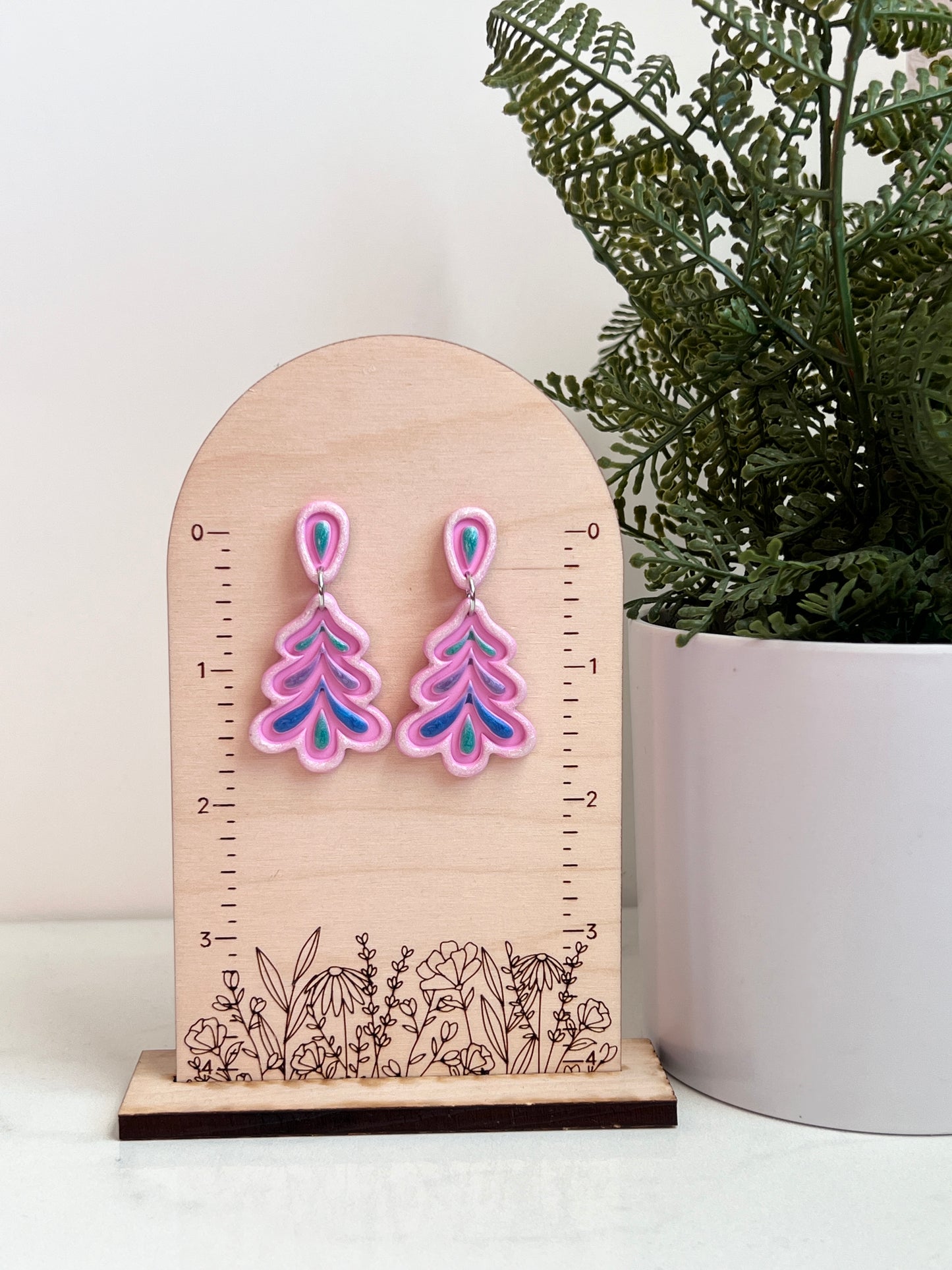 Bubblegum Pink Christmas Tree Earrings