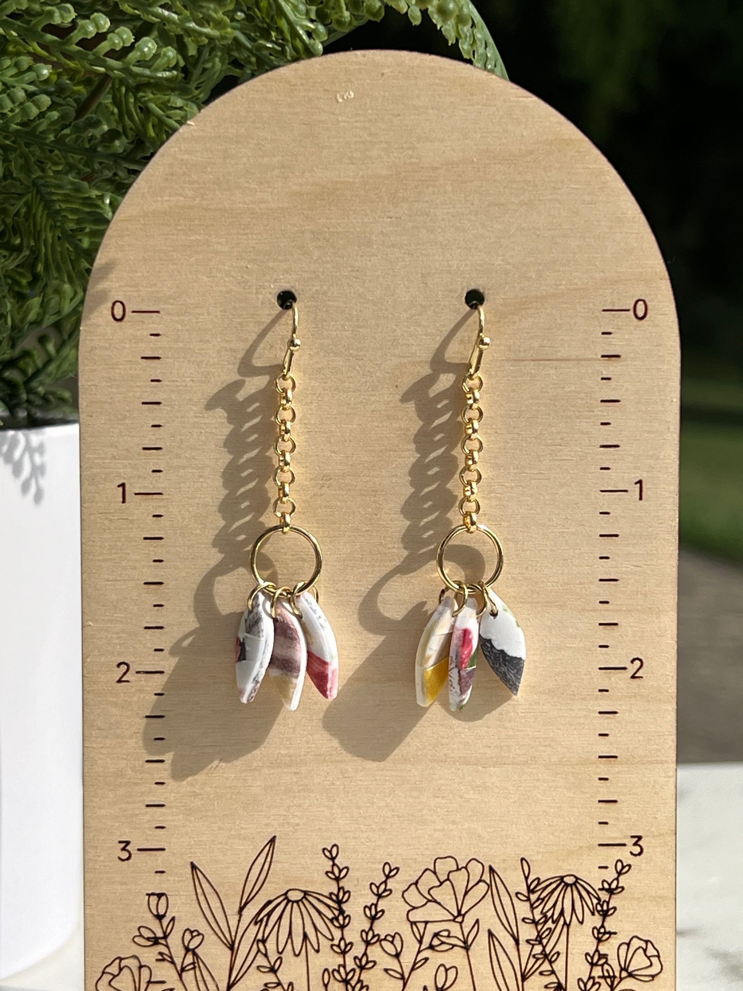 Watercolor Leaf Dangle Earrings