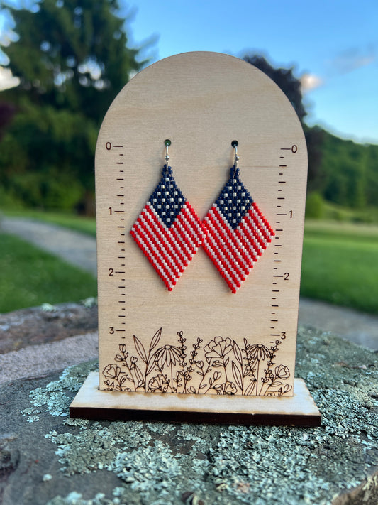 American Flag Hand-Sewn Earrings